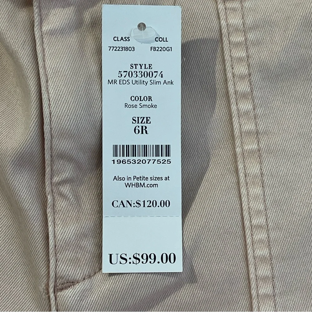 WHITE HOUSE BLACK MARKET Utility Pants Womens Size 6 Slim Ankle Blush Pockets - Picture 4 of 10